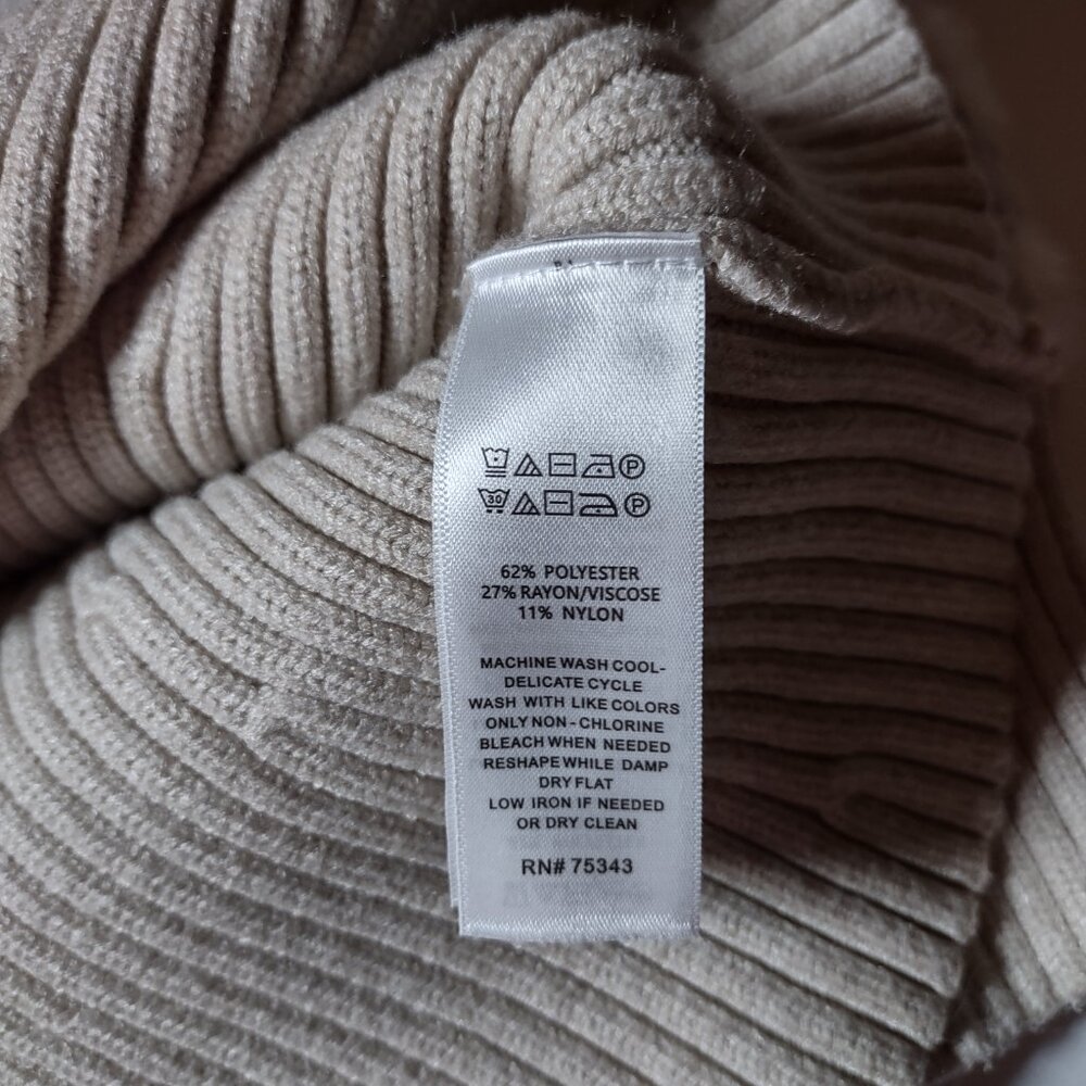 Tahari Women's Beige-White-Gray Patterned Zippered Sweater (Size Small) - Picture 6 of 7